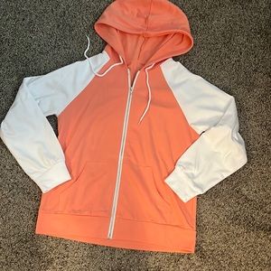 Brand new without tag women’s zip up hoodie orange and white